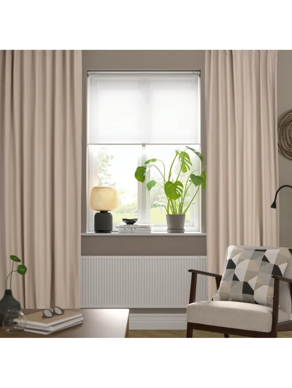 IKEA SANELA Room Darkening Curtains Pair Beige VELVET 55×118